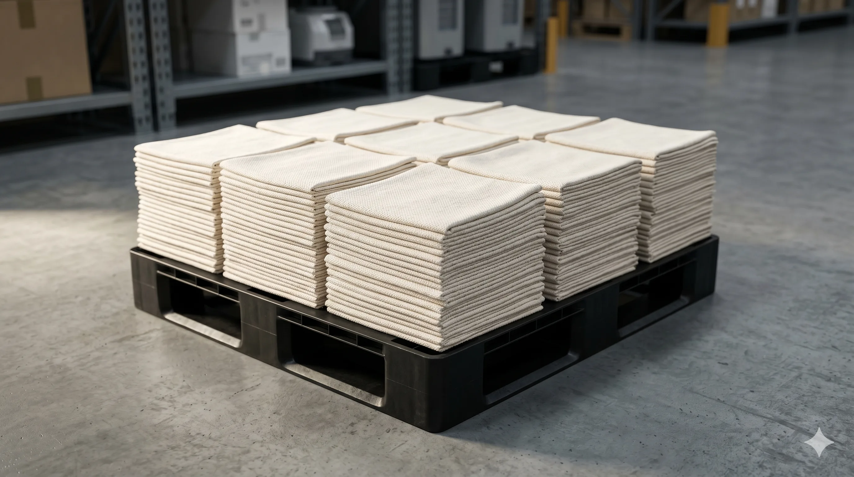 Pallet de paños industriales Wipex listos para despacho